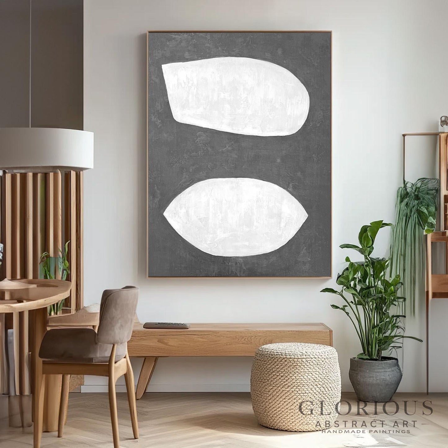 Beige Organic Shapes Abstract Wall Art | Minimalist Canvas Painting | Modern Neutral Home Decor | Contemporary Artwork | Living Room Art