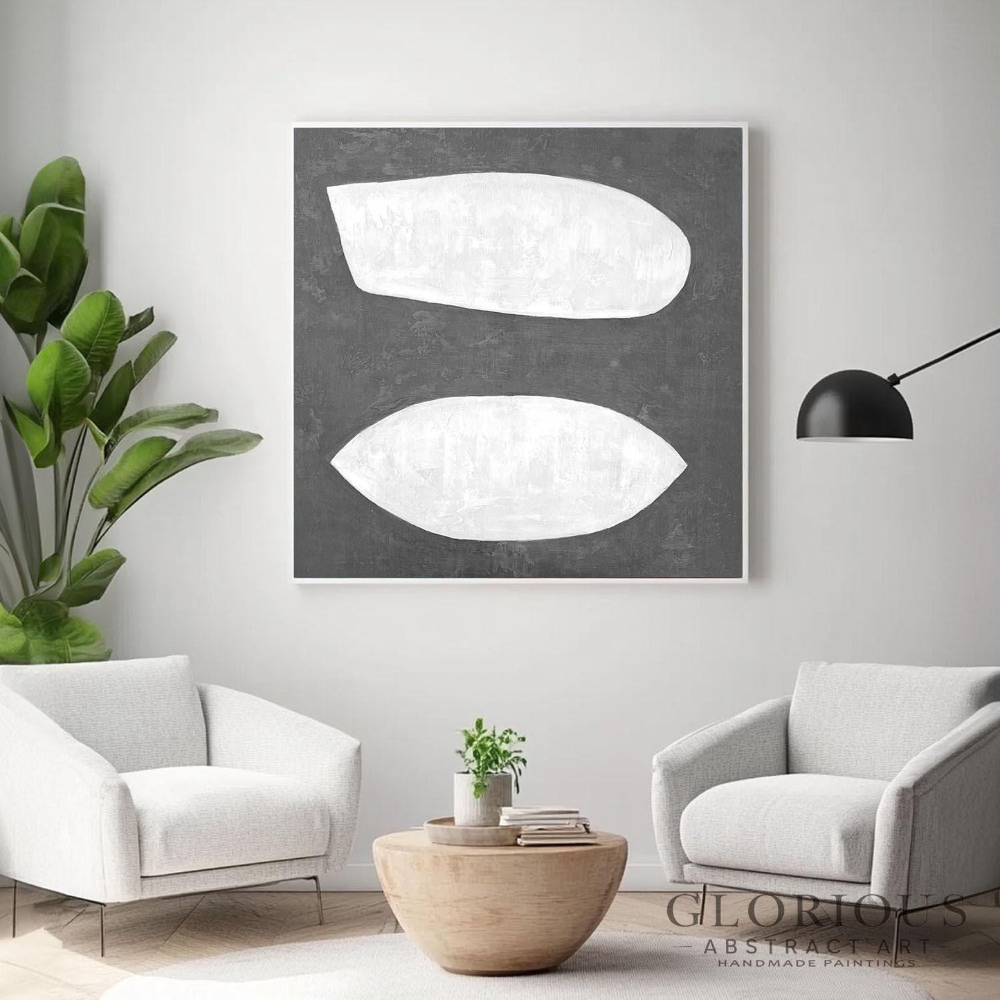 Beige Organic Shapes Abstract Wall Art | Minimalist Canvas Painting | Modern Neutral Home Decor | Contemporary Artwork | Living Room Art