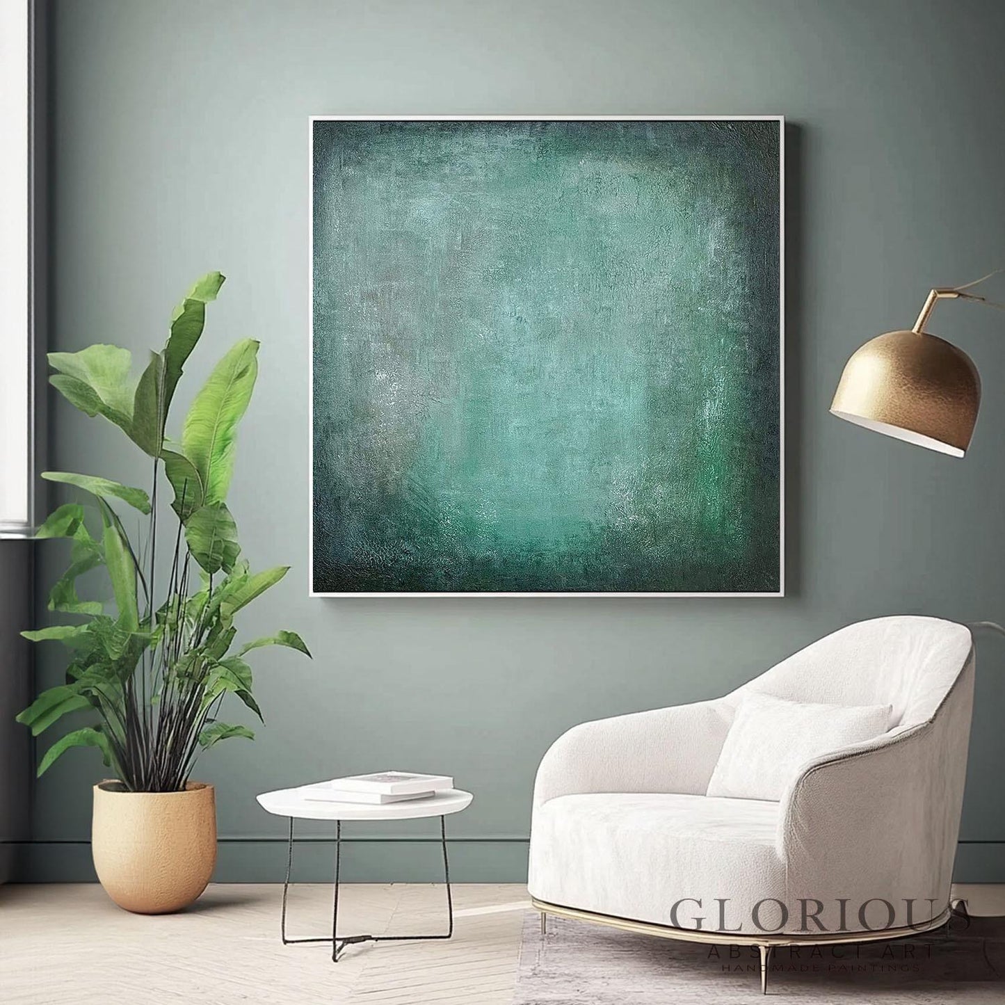 Sage Green Abstract Wall Art, Textured Acrylic Painting, Modern Minimalist Canvas Art, Mint Green Artwork, Bedroom Decor, Original Artwork