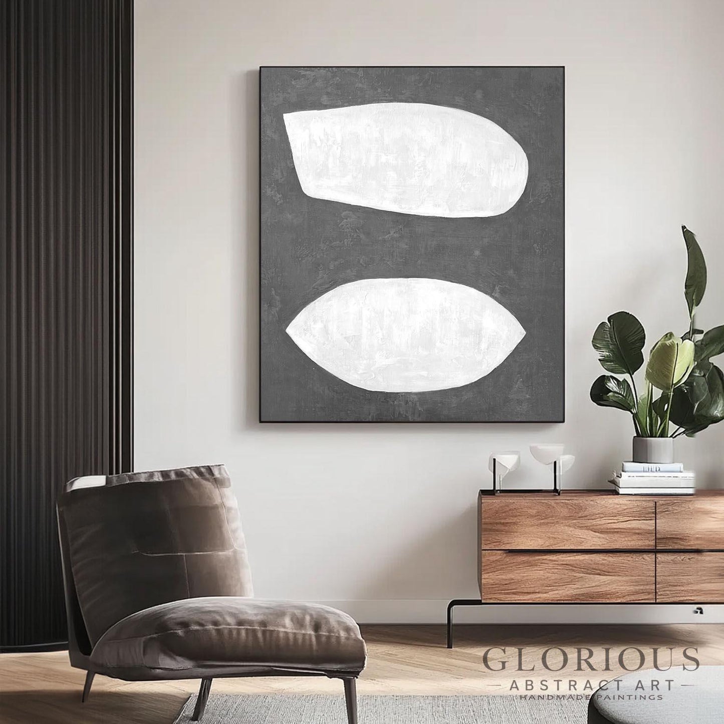 Beige Organic Shapes Abstract Wall Art | Minimalist Canvas Painting | Modern Neutral Home Decor | Contemporary Artwork | Living Room Art