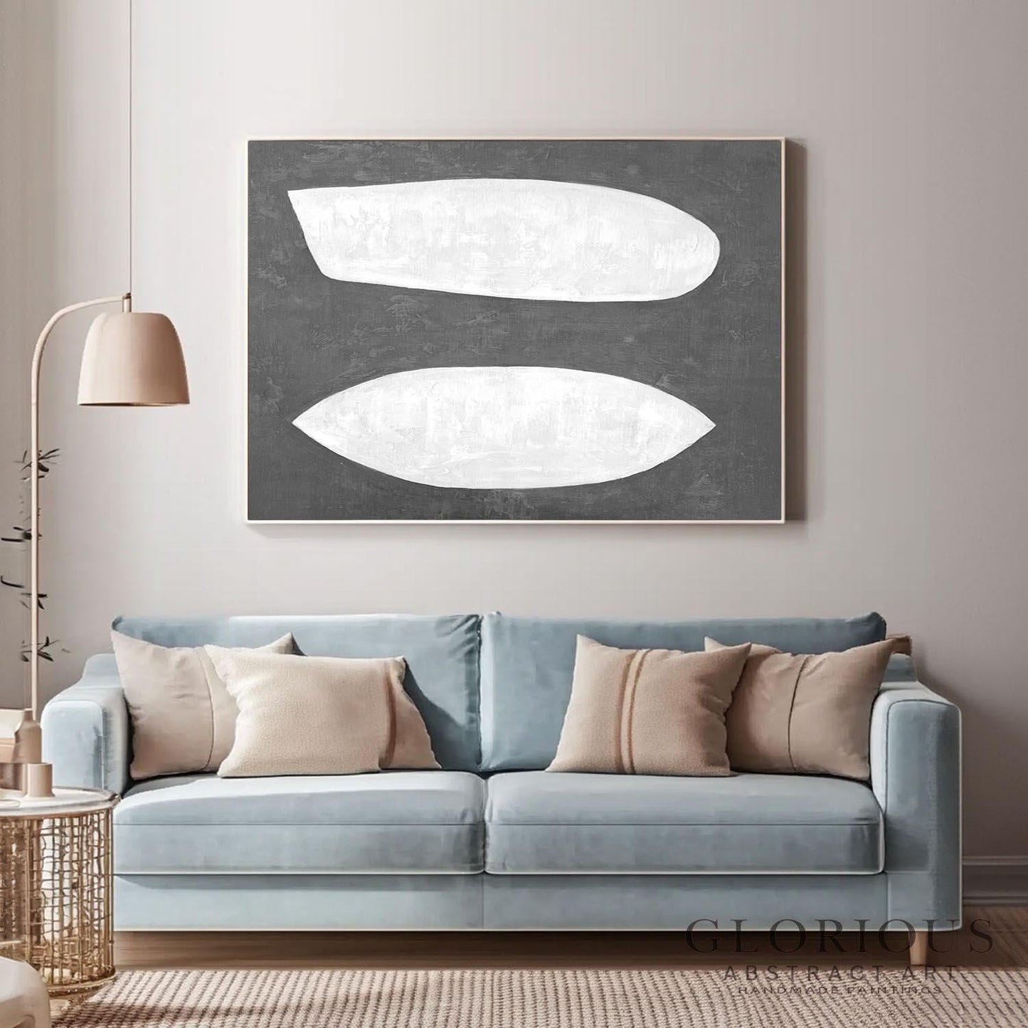Beige Organic Shapes Abstract Wall Art | Minimalist Canvas Painting | Modern Neutral Home Decor | Contemporary Artwork | Living Room Art