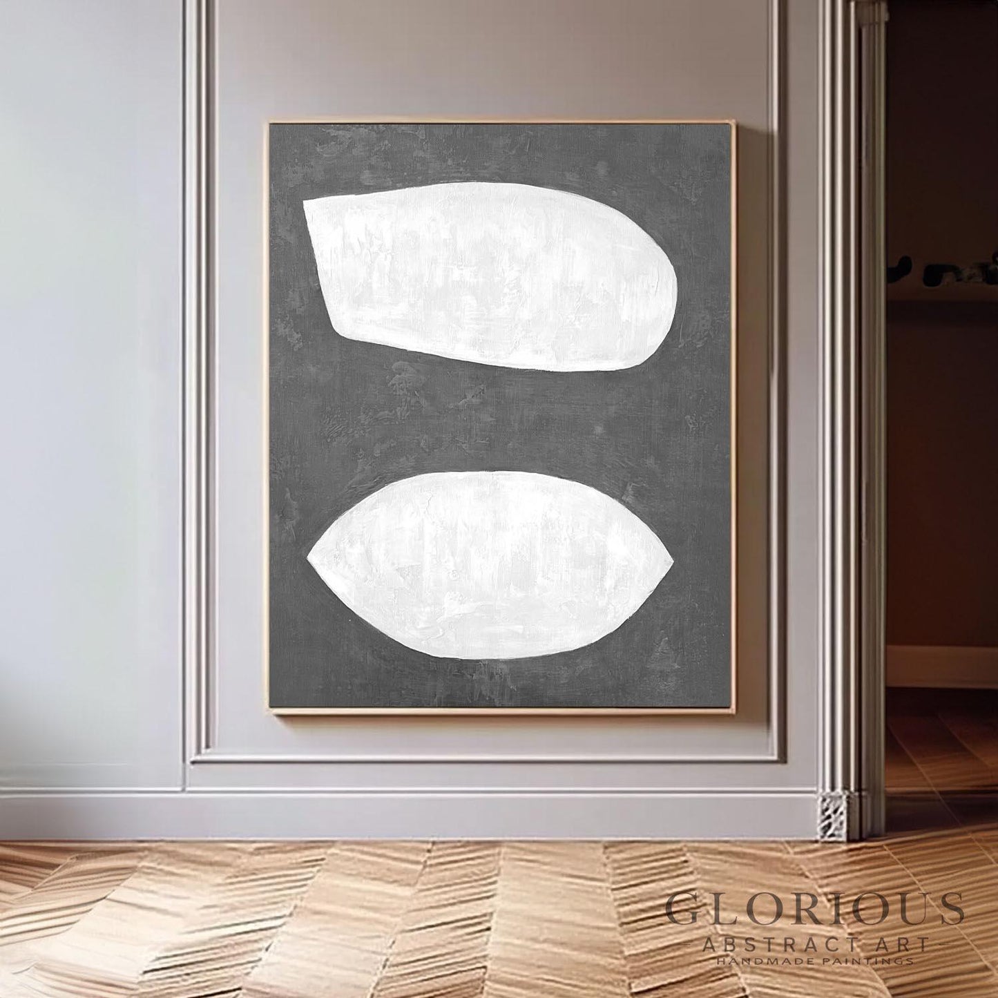 Beige Organic Shapes Abstract Wall Art | Minimalist Canvas Painting | Modern Neutral Home Decor | Contemporary Artwork | Living Room Art