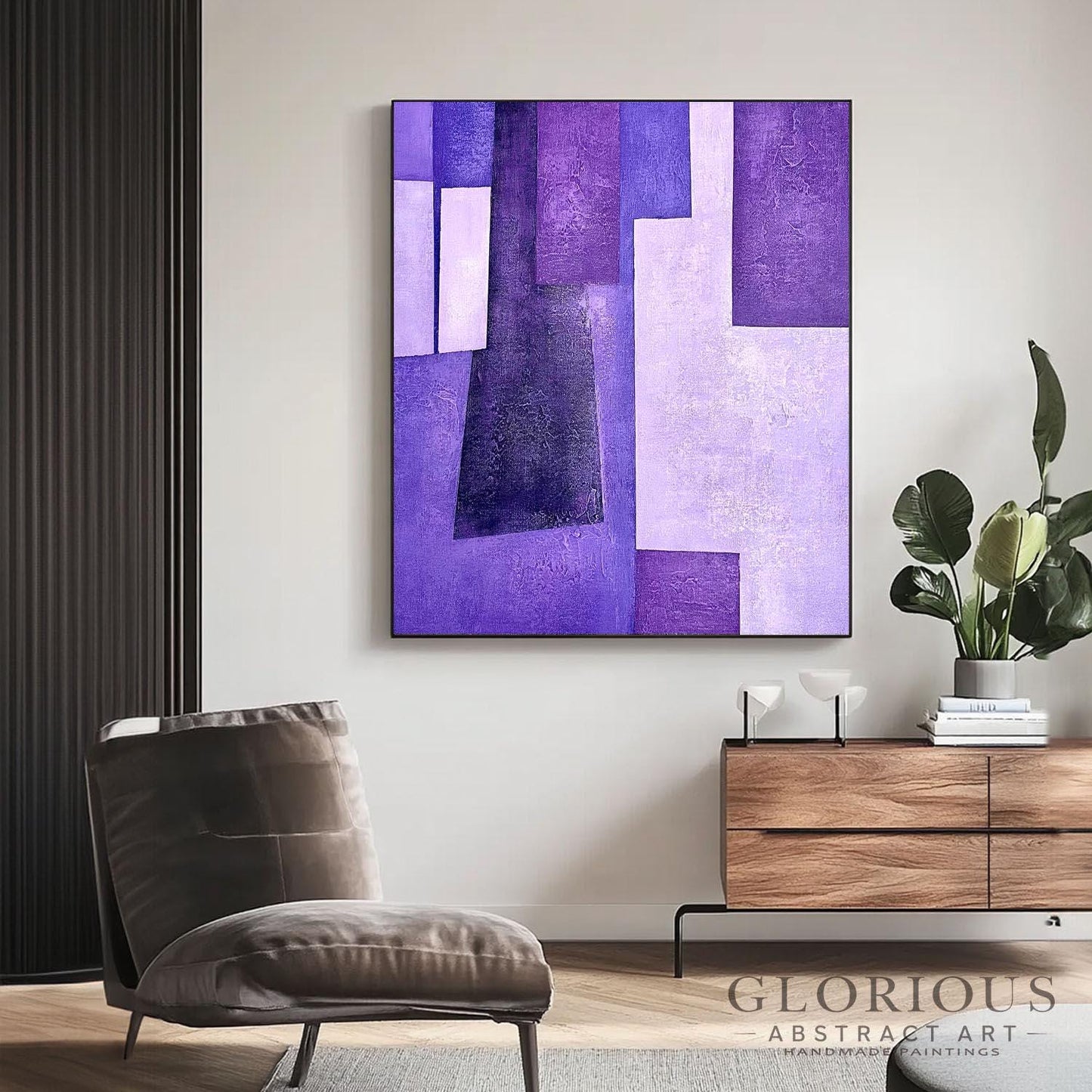 Purple Abstract Wall Art, Lavender Geometric Painting, Modern Canvas Art, Textured Acrylic Painting, Bedroom Wall Decor, Living Room Decor
