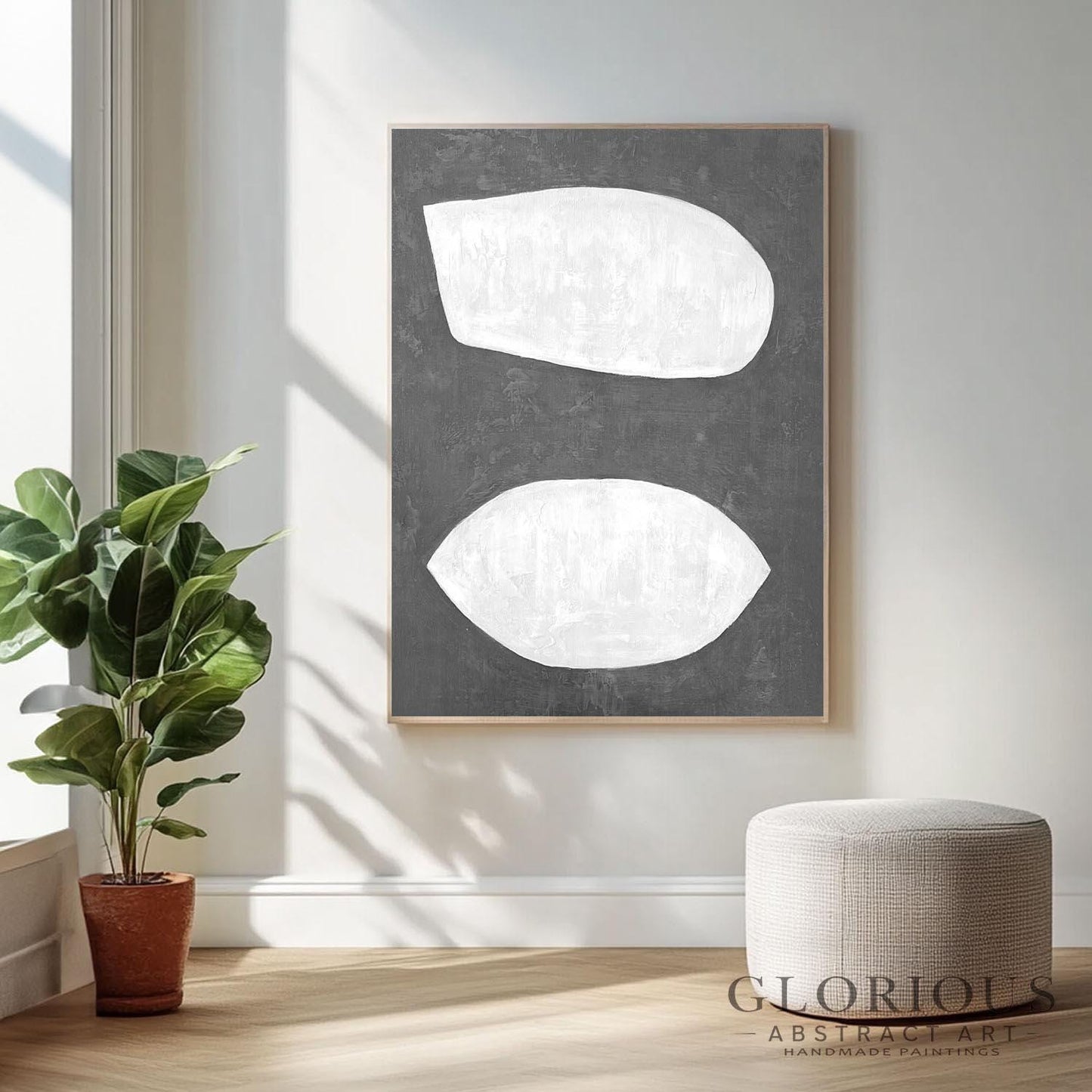 Beige Organic Shapes Abstract Wall Art | Minimalist Canvas Painting | Modern Neutral Home Decor | Contemporary Artwork | Living Room Art