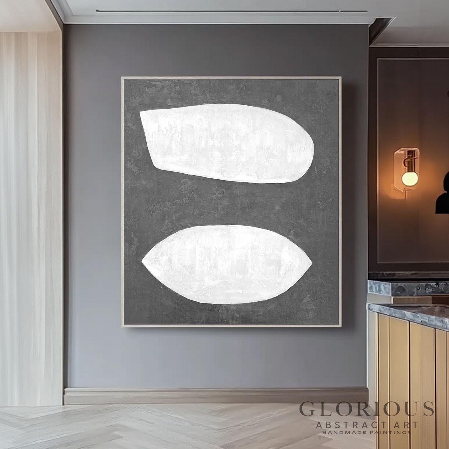 Beige Organic Shapes Abstract Wall Art | Minimalist Canvas Painting | Modern Neutral Home Decor | Contemporary Artwork | Living Room Art