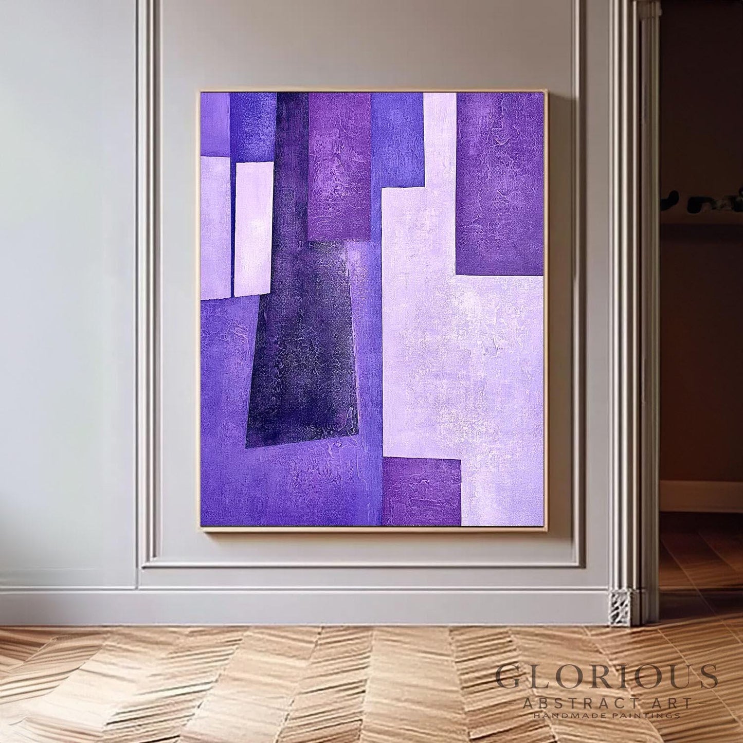 Purple Abstract Wall Art, Lavender Geometric Painting, Modern Canvas Art, Textured Acrylic Painting, Bedroom Wall Decor, Living Room Decor