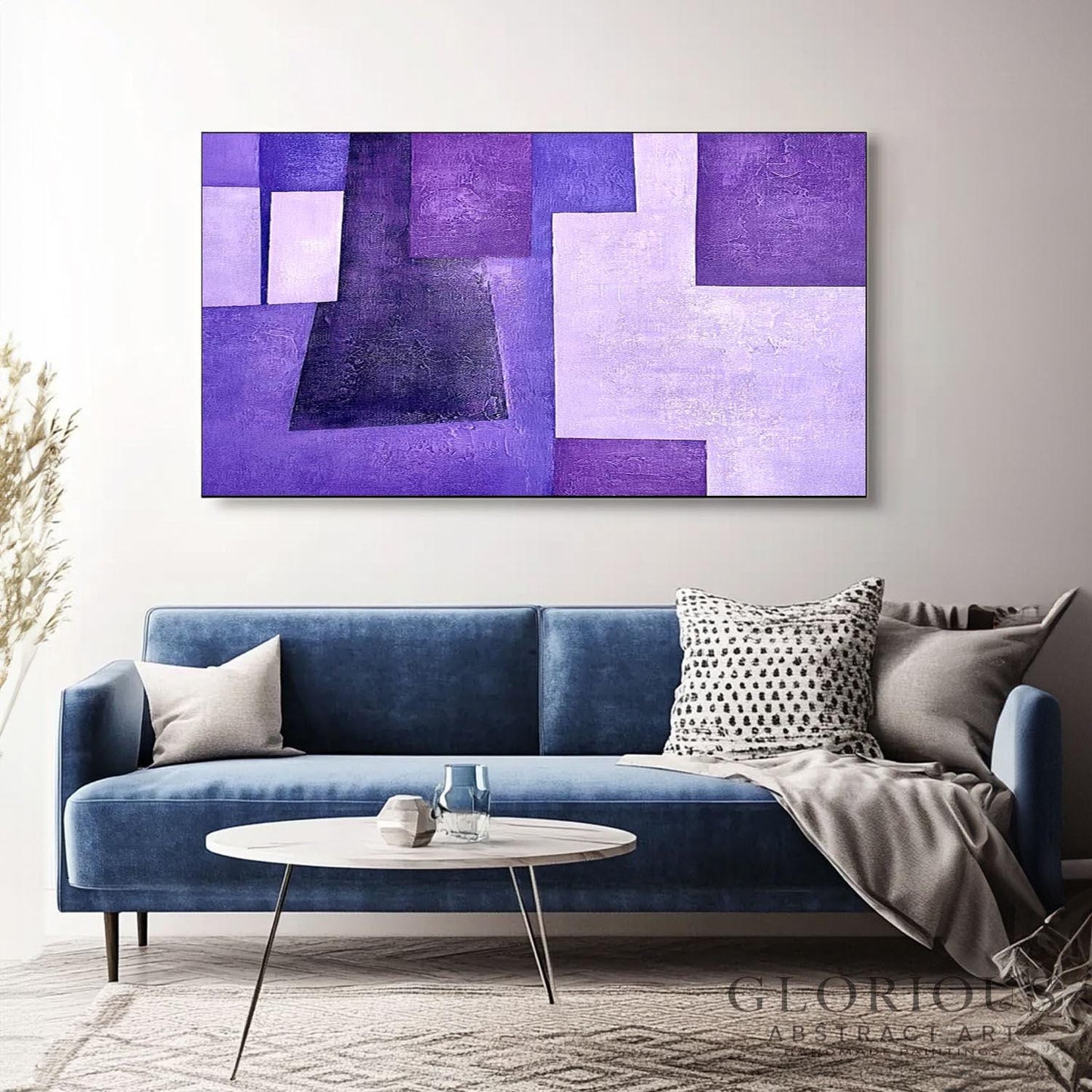 Purple Abstract Wall Art, Lavender Geometric Painting, Modern Canvas Art, Textured Acrylic Painting, Bedroom Wall Decor, Living Room Decor